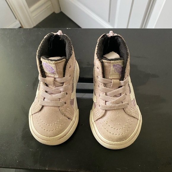 Toddler 4 Vans high top purple suede with purple cheetah print - Picture 2 of 11